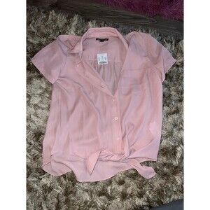 J Crew Tie Front Button Up Top sz XXS NWT